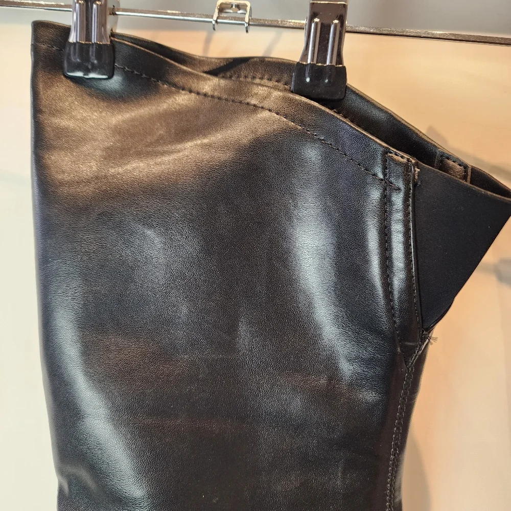 Black New Over‎ the Knee Stiletto Boots Vegan Zip Design Size 37 EU / 6.5 US